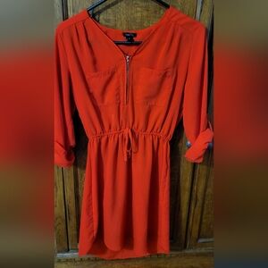 Reddish Orange Dress with Zipper Rue 21 Sz Medium
